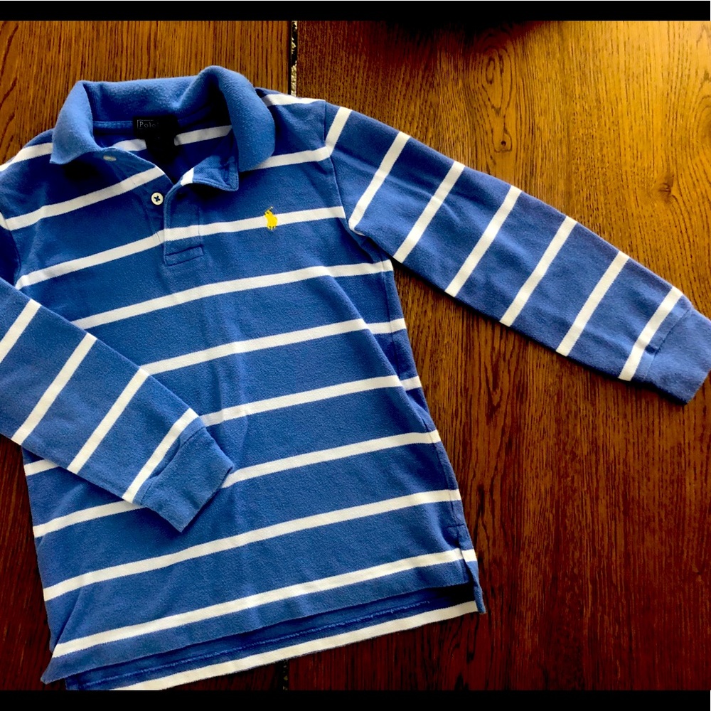 Boys long sleeve polo shirt with stripes.